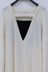 SWAYING/KNIT deconstructed v-neck dress (with corset) SW212LS09 white PS31